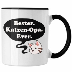 Trendation Tasse Trendation – Lustige Tasse Opa Geschenke Großvater Vatertag Geburtstag Kaffeetasse mit Spruch für Opa Katzen Katzenbesitzer schwarz