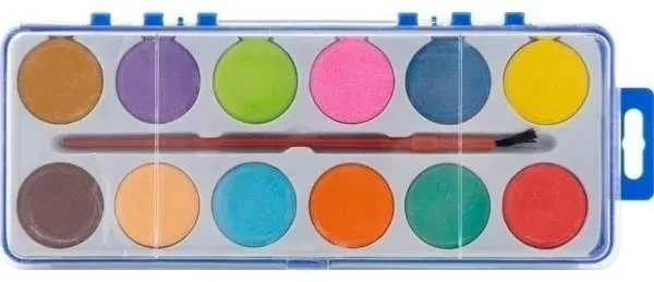 Paint tray with 12 colors + brush