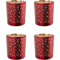 Creativ deco Teelichthalter »Weihnachtsdeko«, (4 St.), mit goldfarbener Innenseite, rot