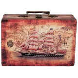 BIRENDY Truhe Kiste SJ1280 Schiff Kofferdesign Holztruhe Schatzkiste Geschenkbox, Größe:Größe L 31cm