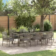 vidaXL Garten Essgruppe 9-tlg. Grau