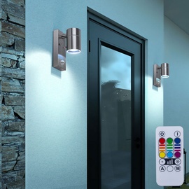 ETC Shop 2er Set RGB LED Down Strahler Bewegungssensor Fernbedienung Außen Wand Lampen Fassaden Spots dimmbar