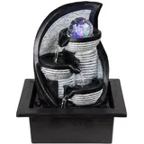 GLOBO Tischbrunnen mit Beleuchtung Farbwechsel Wasserspiel Zimmerbrunnen, Kunststoff schwarz grau braun, 1x Rgb Led, bunt, Lxbxh 21x17,5x25,5 cm,