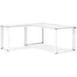 Kadima Design Eckschreibtisch Weiß Glas-Metall | 170x160 cm L-Form Winkelwahl | Homeoffice Arbeitstisch Chrom | Modern Design Büromöbel - Weiß