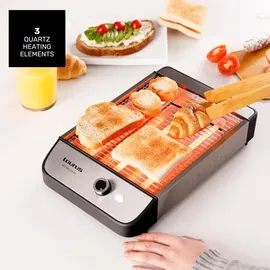 Taurus Alpatec Taurus – Flachtoaster Neptuno Legend 1000W | 25x20 cm Toastfläche | 3 Quarz-Heizelemente | Akustisches Signal | Für 4 Toasts | Krümelschublade | Edelstahl | Kabelaufwicklung