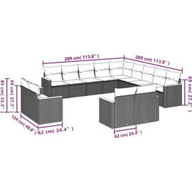 vidaXL Gartensofa-Set 13-tlg. grau Polyrattan
