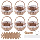 FREEBLOSS 6 Set Flechtkorb Set Traditionelle Bastelsets DIY Flechtkorb Set Weidenkorb Set Für Anfänger Korbflechtset Mit Korbflechtzubehör Multifunktionaler Handgewebter Aufbewahrungskorb