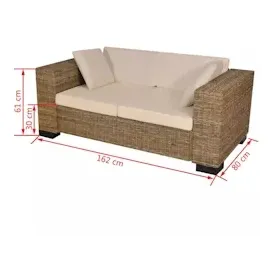 vidaXL Sofa-Set 2-Sitzer natur