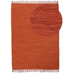Teppich MY HOME "Handweb Uni, Wendeteppich", orange (terrakotta), B:190cm H:5mm L:290cm, Baumwolle, Teppiche, Fransenteppich, Fleckerlteppich, reine Baumwolle, handgewebt, Uni, mit Fransen