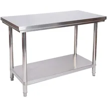 Wiltec Edelstahl Tisch Arbeitstisch Edelstahltisch mit Ablage 120x60x85cm für Gastro Küche Werkstatt Garten Keller mit höhenverstellbare Füßen