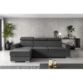 altdecor Ecksofa Dunkelgrau, Textil, 4-Sitzer, L-Form, Ottomane links, 242x168 cm Wohnzimmer, Sofas - Couches, Wohnlandschaften, Ecksofas