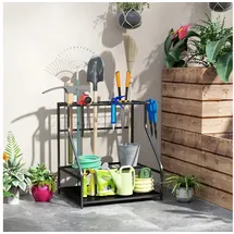 Outsunny Gartengerätehalter Mehrzweck Besenhalter, (bis 33 Zoll, Gartenwerkzeugständer, 1-tlg., Gartengeräte Ständer, für Garage, Schuppen, Outdoor, 84 x 53 x 73cm Orange) orange