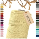 BooGardi Makramee Garn · Hellgelb 3mm x 200m · 3mm oder 5mm · viele Farben · Baumwollkordel · Baumwollgarn · DIY Bastelkordel · Kordelband