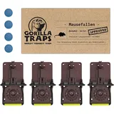 futura-shop Mausefalle inkl Monitoring-Köder Gorilla Traps 4er Set Mäuse fangen Mäuse im Haus