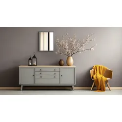 Spiegel MIRRORS AND MORE "Elenor", grau, B:34cm H:45cm, Kunststoff, Spiegel, Horizontal und vertikal montierbar