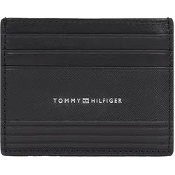 Kartenetui TOMMY HILFIGER "TH BUSINESS CC HOLDER", schwarz, Leder, elegant, Kleinlederwaren, Men Mini-Geldbeutel, Mini Portemonnaie