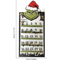 Weihnachts-Adventskalender aus Holz, grüne Elfe, Countdown-Dekoration, Wandkalender zum Aufhängen, mit beweglichem Elfenblock, Feiertagsdekoration - Grün