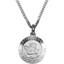 FIRETTI Kette mit Anhänger FIRETTI "Schmuck Geschenk Silber 925 Halsschmuck Halskette Panzerkette Engel", silber (silberfarben), Halsketten, Jungen, Silber 925 (Sterlingsilber), L: 38, Gravur: Gottes Segen auf all deinen Wegen / zur heiligen Taufe