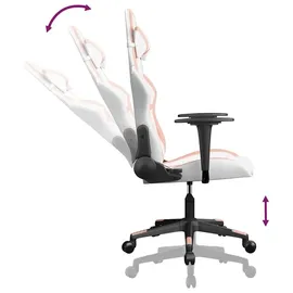 vidaXL Gaming-Stuhl mit Massagefunktion Weiß und Rosa Kunstleder