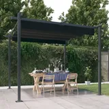 Homgoday Pavillon mit Ausziehbarem Pergola mit Schiebedach Pavillon Überdachung Gartenpavillon Terrassenüberdachung Terrassendach Dach UV-Schutz für Garten 3x3 m Anthrazit