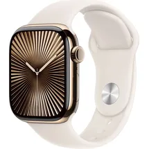 Apple Watch Series 10 GPS + Cellular 42 mm Titangehäuse gold Sportarmband polarstern S/M