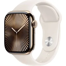 Apple Watch Series 10 GPS + Cellular 42 mm Titangehäuse gold Sportarmband polarstern S/M