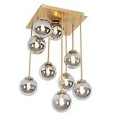 QAZQA Moderne Deckenleuchte Gold 9-Lichter mit Rauchglas - Athen