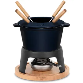 h.koenig La Fonderie 1890 Fondueset aus Gusseisen für 4 Personen Mont d'Arbois, - Blau