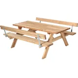 Plus Picknicktisch ThermoWood 179 x 177 x 71 cm goldbraun mit 2 Rückenlehnen