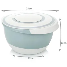 COM-FOUR com-four® 5 l Rührschüssel mit Deckel, und Stoppboden [Auswahl variiert] - Weiß/Hellgrau/Dunkelgrau/Grün