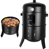 Tlgreen - Räucherofen, 3-in-1 Smoker Grill Holzkohlegrill, Räuchertonne Ø44,5 80 Cm, Inkl. Regulierbar Luftabzug Und Thermometer, Wasserschale, 2 Grillrost(φ 37,5 Cm), Für Räuchern, Grillen & Garen