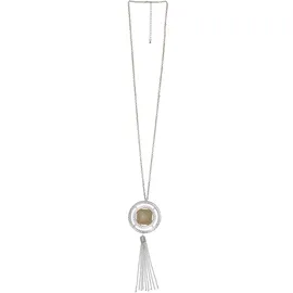 FIRETTI Schmuck Geschenk Opal-Look Tassel Y-Kette beige / Kunststoff