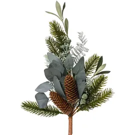 Christmas Decorations Künstlicher Tannenzweig 50cm mit Tannenzapfen Grün / Braun