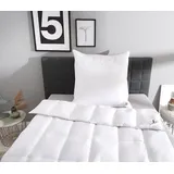 OBB Daunenbettdecke + Kopfkissen Decke mit Kissen 135x200 oder 155x220 cm, Made in Germany weiß