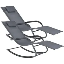 [en.casa] Liegestuhl, Caracena 2er Set 147x63x89cm Sonnenliege bis 120kg Schwingliege Schaukelnd Dunkelgrau