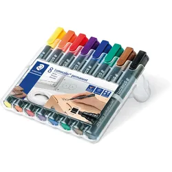STAEDTLER Permanent Marker 350, 8er Etui, Keilspitze, sortiert, Strichstärke: