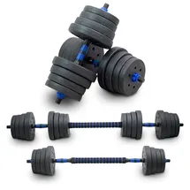2in1 Hantelset Kurzhantel Langhantel Set 30 kg schwarz / blau