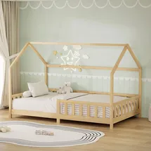 ML DESIGN modern living Kinderbett Hausbett 120 x 200 cm Kiefer massiv natur beige