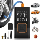 Kabelloser Autoreifenfüller, Tragbarer Luftkompressor Mit Digitalem Manometer (150 Psi), Doppelanzeige, Wiederaufladbarem Akku, Led-licht, Fahrradpumpe Für Autos, Motorräder, Fahrräder Und Bälle