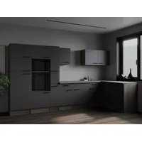 Respekta Winkelküche L-Form 370 cm grau