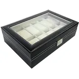 12 Gitter, Uhr Aufbewahrungsbox, Displaybox Uhrenbox,mit Glasfenster Watch Box,Uhren Aufbewahrung