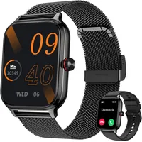 Smartwatch Herren Damen 1,96’’ Fitnessuhr mit Blutdruck, Herzfrequenz, 100+ Sportmodi, IP67 Wasserdicht, Telefonfunktion, Schrittzähler, iOS/A... - Schwarz
