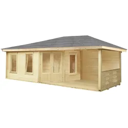 Wolff Finnhaus Gartenhaus Anna 40-A/1+2-Raum mit 250 cm Terrasse   703 x 299 cm (1-Raum)