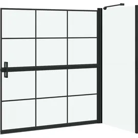 vidaXL Bad-Duschschirm Schwarz und Transparent 116 x 68 x 128 cm