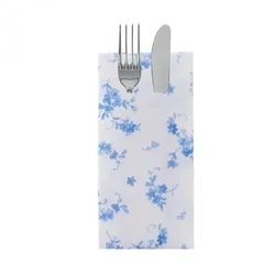 Sovie HOME Besteckserviette Bonnie in Blau aus Linclass® Airlaid 40 x 40 cm, 12 Stück - Blumen Frühling zierlich