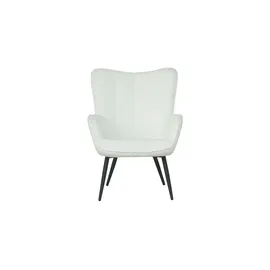 byLIVING Sessel UTA Bouclé 72 x 97 x 80 cm Off-White mit Hocker