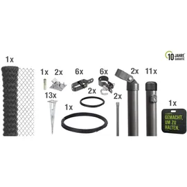Gust. Alberts GmbH & Co. KG Maschendrahtzaun Set anthrazit-metallic zum Einschlagen, 25 m