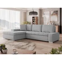 MIRJAN24 Ecksofa Orkan Mini Cord, mit Schlaffunktion und Bettkasten, Universell L-Form grau