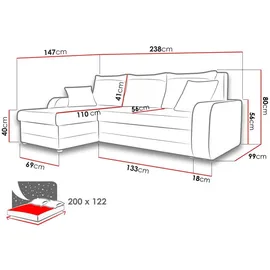Mirjan24 Ecksofa 2-Sitzer Mikrofaser Grau/Schwarz