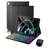 für iPad 6 Generation(2018)/ iPad 5 Generation(2017)/IPad Pro 9.7 (2016)/ IPad Air 2 (2014) 9.7 Zoll Hülle mit Kabelloses Bluetooth Deutsch (QWERTZ) Beleuchtete Tastatur und Maus,Backlit Keyboard Case